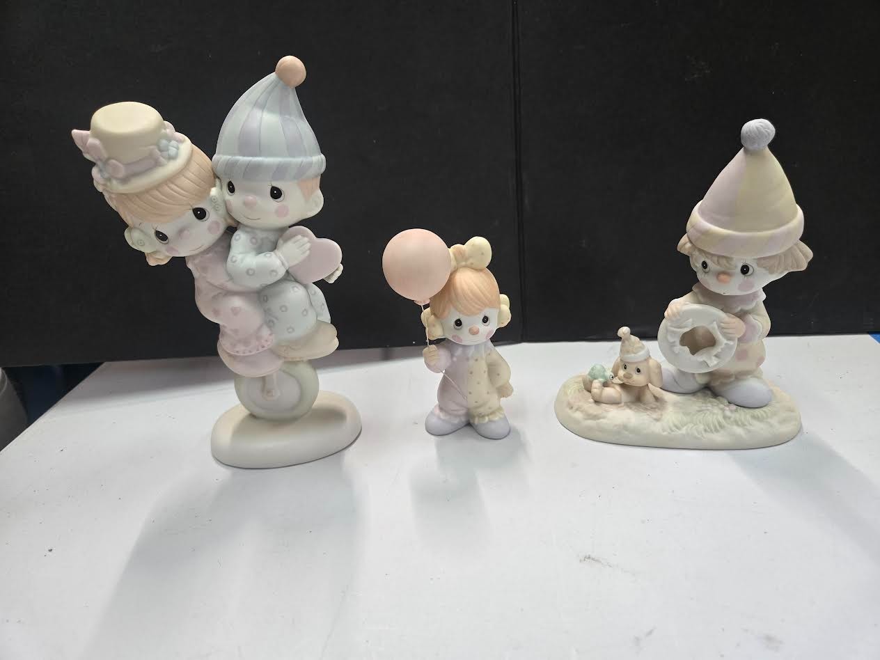 Precious Moments LOT OF 3-Clown Figurines Excellent Condition