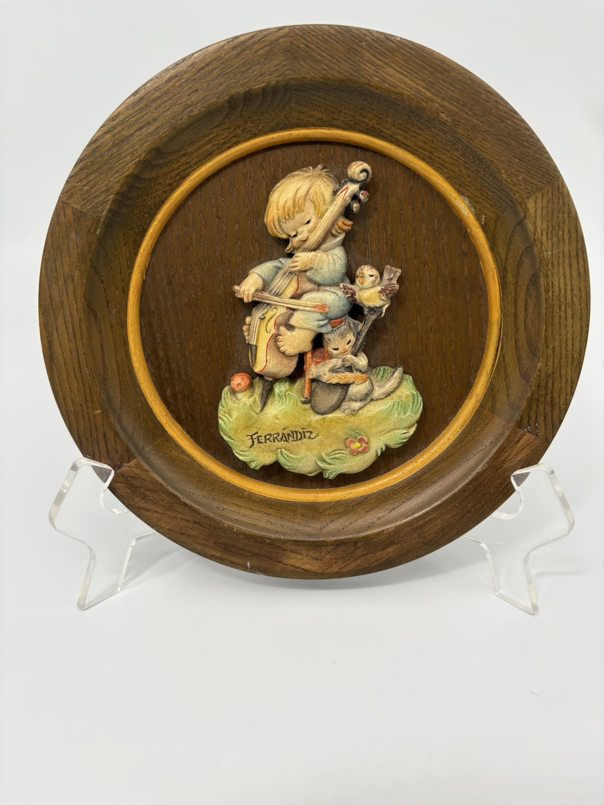 anri ferrandiz wood carvings Set Of 2 Plates 8.25 Inches Diameter