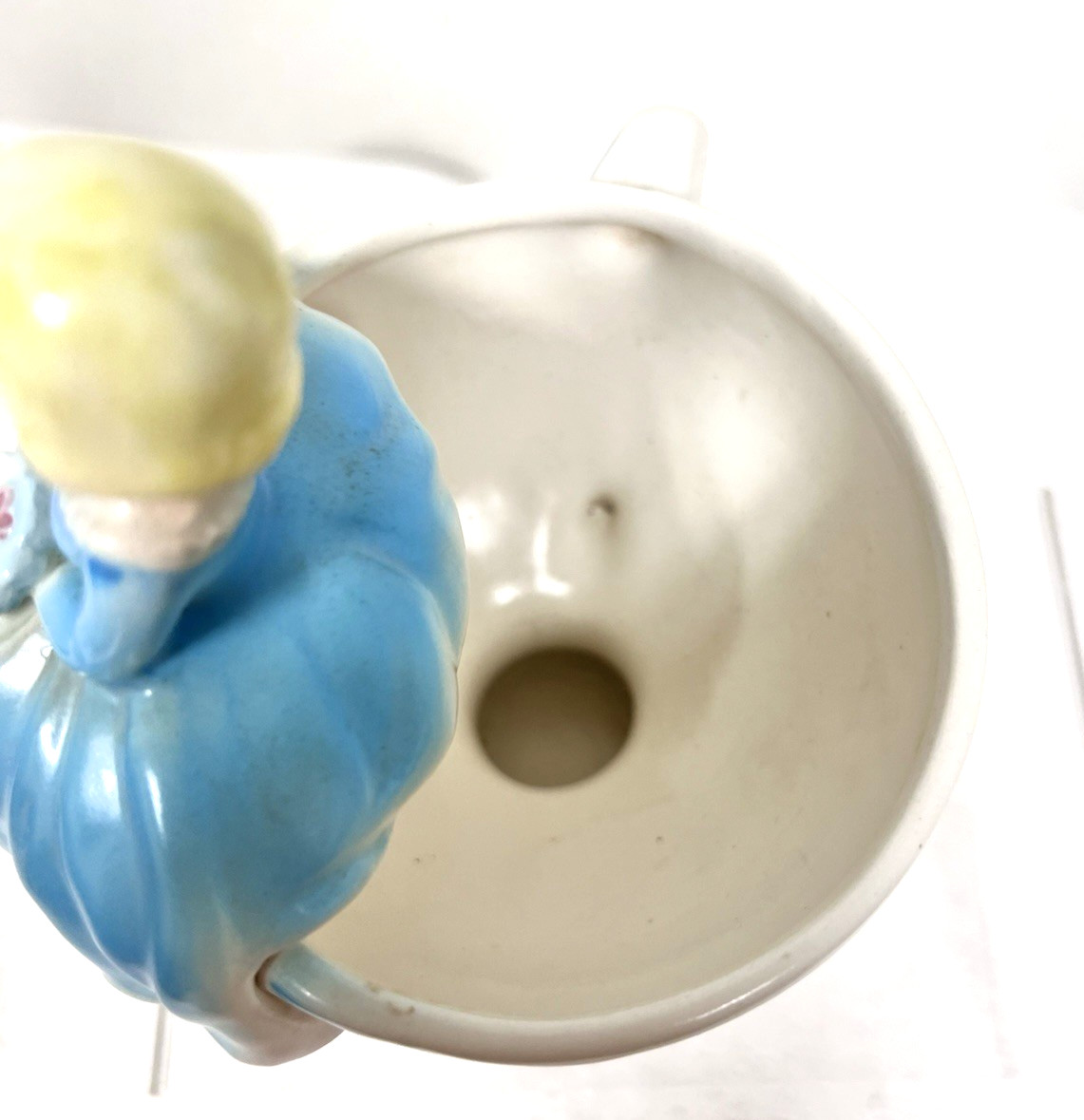 1963 Relpo Samson Import Girl Sitting On Teacup Ceramic Flowerpot Planter Vase