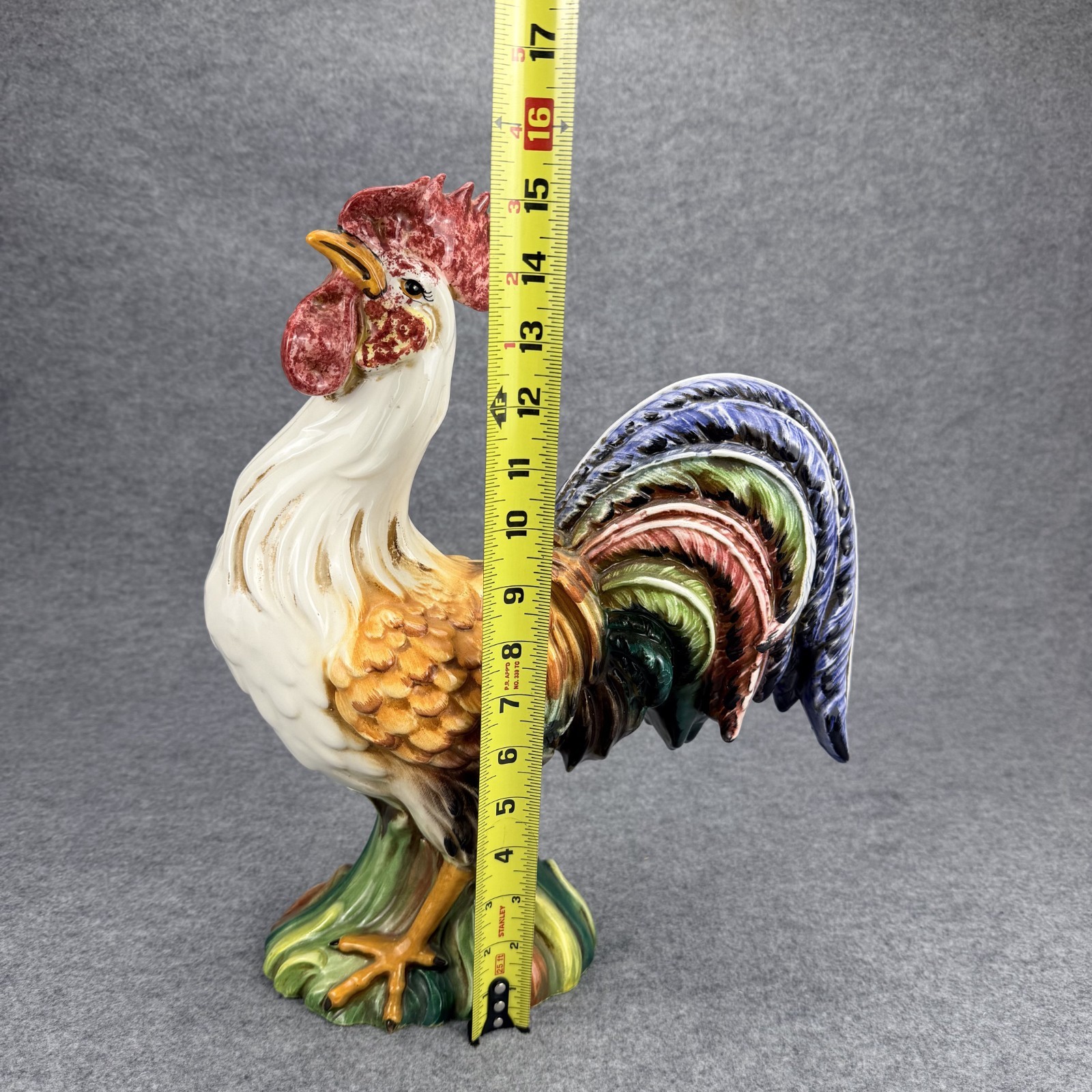 Vintage Intrada Italian Hand Painted Ceramic 16″ Rooster Figurine Statue Pottery