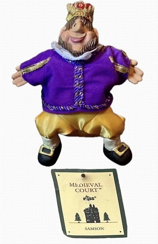 RUSS Medieval Court King Samson Handpainted Ceramic Beanie Plush figurine Doll