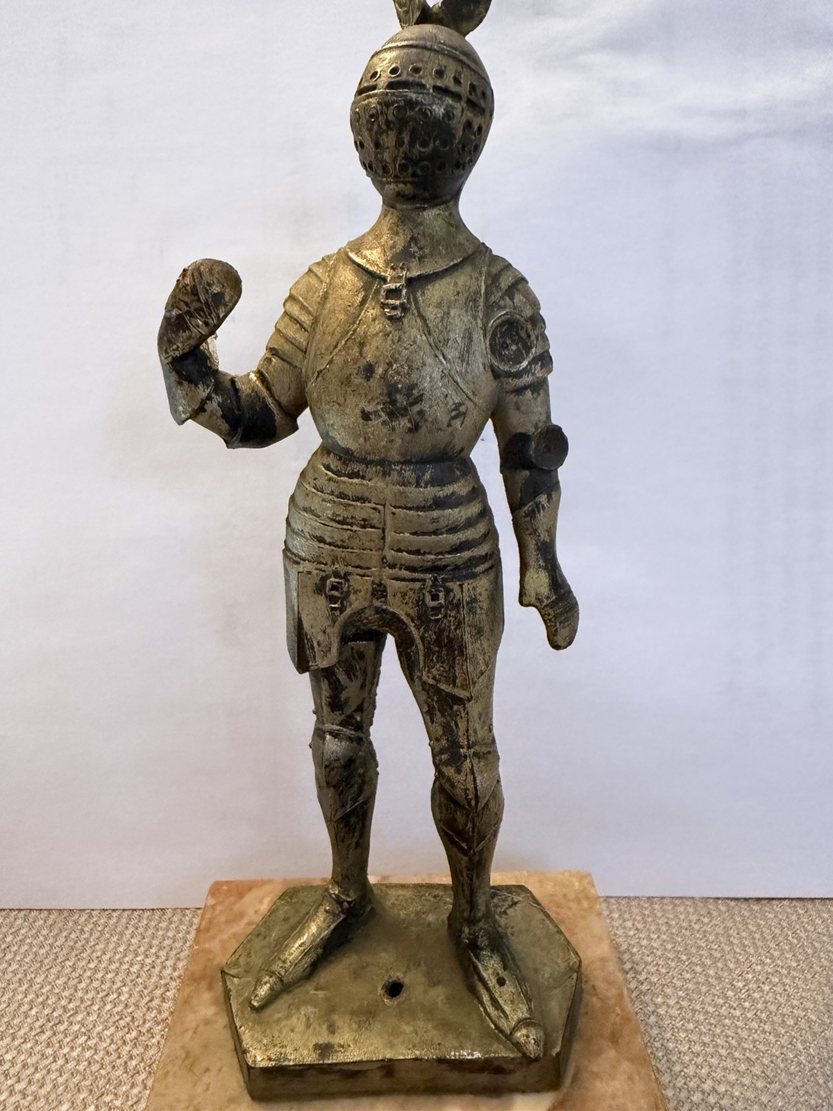 #72 Italy Depose Vintage Armored Knight Figurine on Marble Base