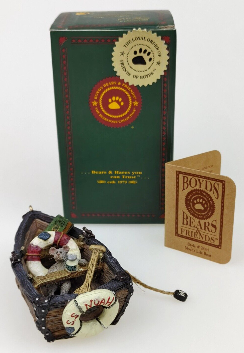 Noah’s Life Boat #2444 Row Boat S.S. Boyd’s Bears & Friends Figurine F.o.B. 2001