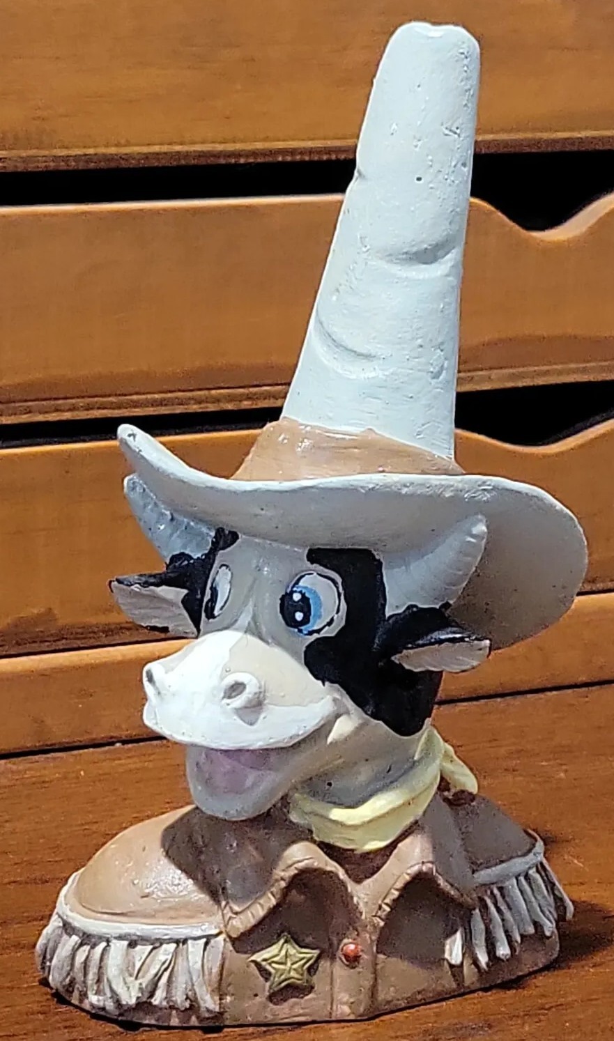 Vintage Figurine Cowboy Bull Sheriff Resin Collectors Made in China 5.75 Inches