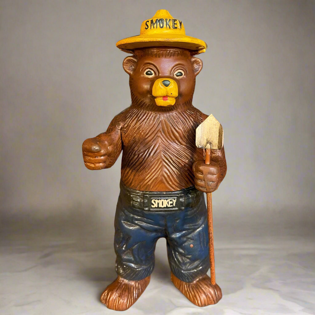 Smokey Bear Cast Iron Bank With Painted Antique Finish (8″ x 3.5″)