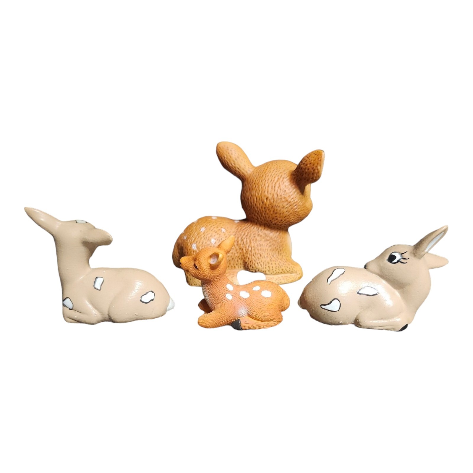 4 Vintage Fawn Figurines HOMCO and Hobbyist Made Resin Baby Deer 1.75″ -3.25″