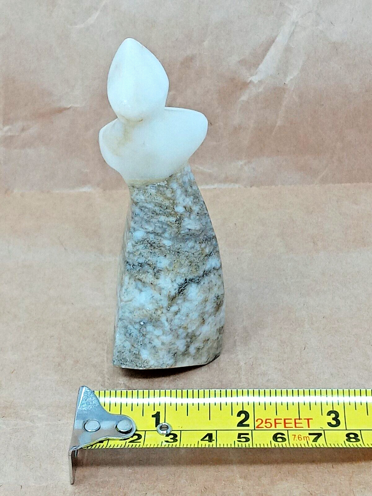 USSR Woman Marble Statue hand carved 4.5″ t female vintage 1970s soviet russia