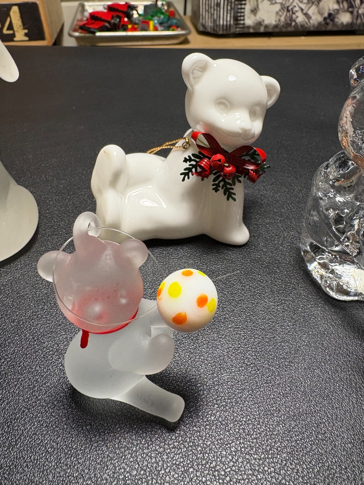 Assorted Bear Figurines Glass Crystal Porcelain Russ Goebel plus 8 pieces
