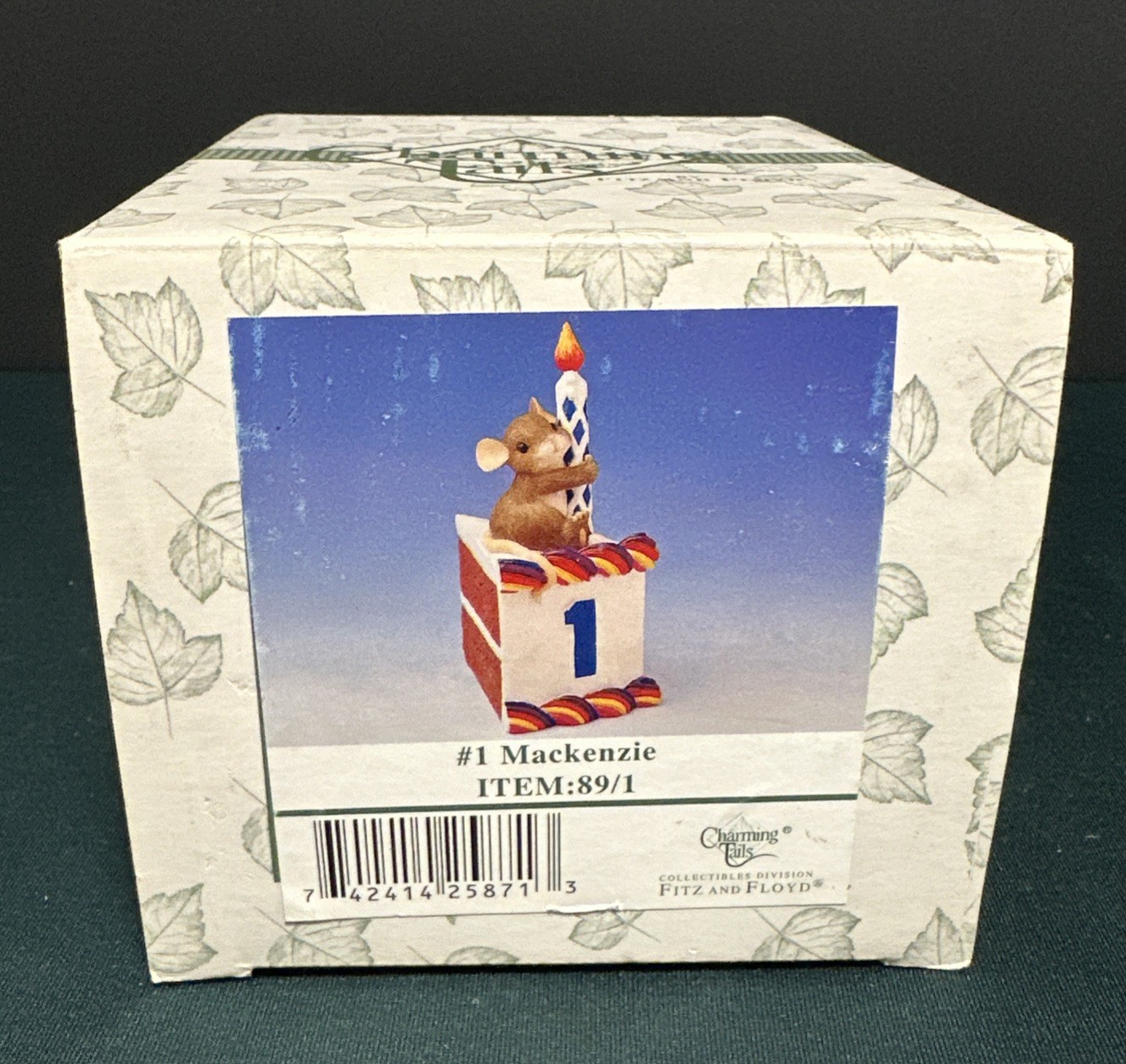 Charming Tails #1 Mackenzie Mouse Birthday Cake Slice Fitz And Floyd OPEN BOX