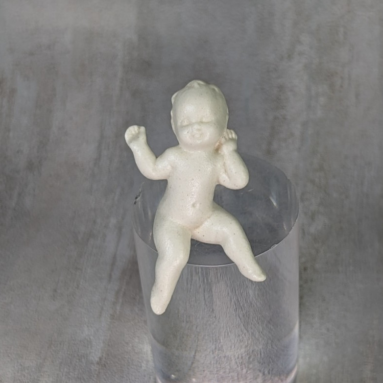 Retro All Bisque Miniature Baby Dollhouse Sitter Matte White Toddler Ornament