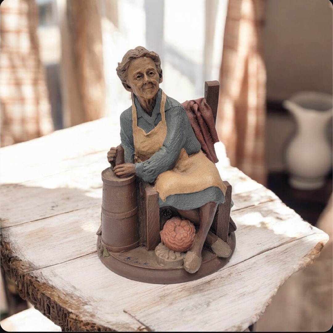 1985 Tom Clark Figurine RACHEL Woman Churning Butter. Signed By Artist