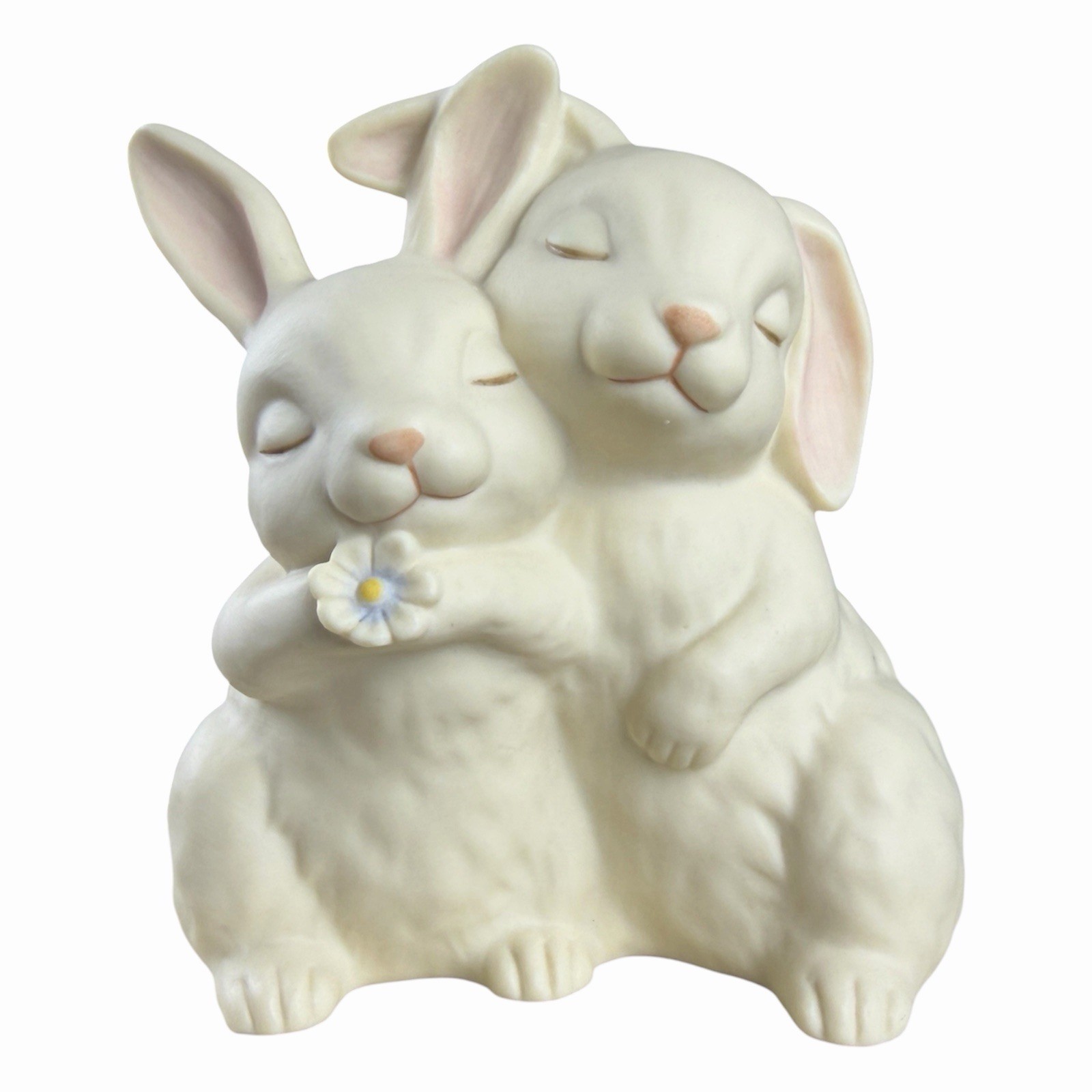 Homco He Loves Me Rabbits Bunnies Figurine Vintage 1990 Easter Valentine Decor