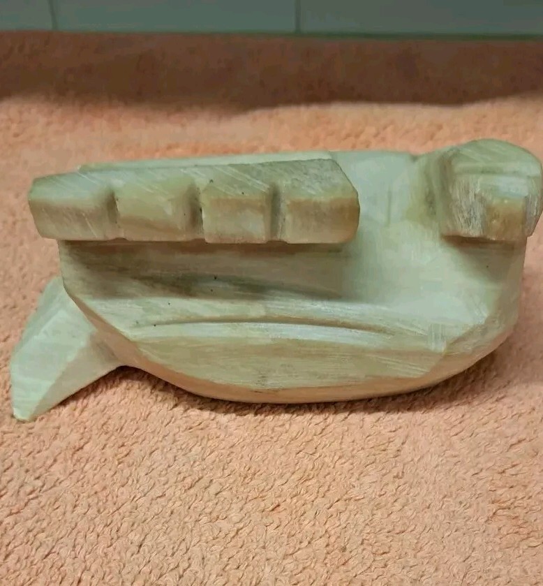 Vintage Hand Carved Onyx Stone Bird Figure Statue Mexico Beige Paperweight