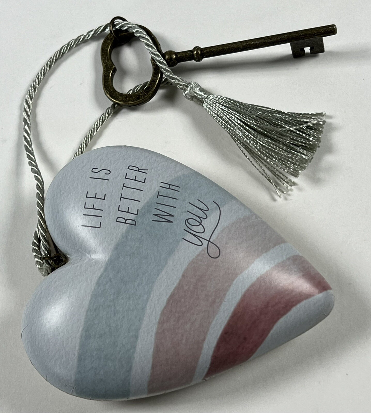 Demdaco Art Hearts Life is Better with You Key Tassel Rainbow