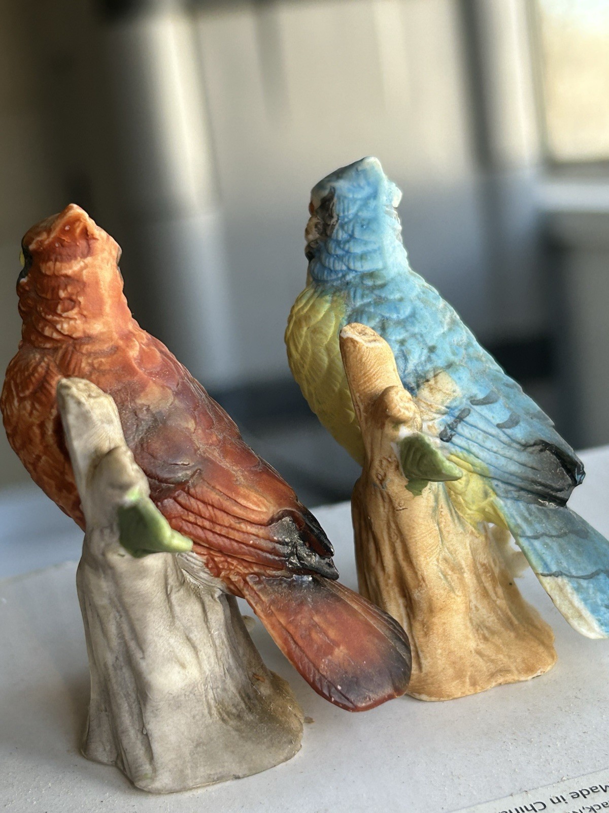2 Birds From The Lefton Garden Birds Collection, Male Cardinal And Blue Jay