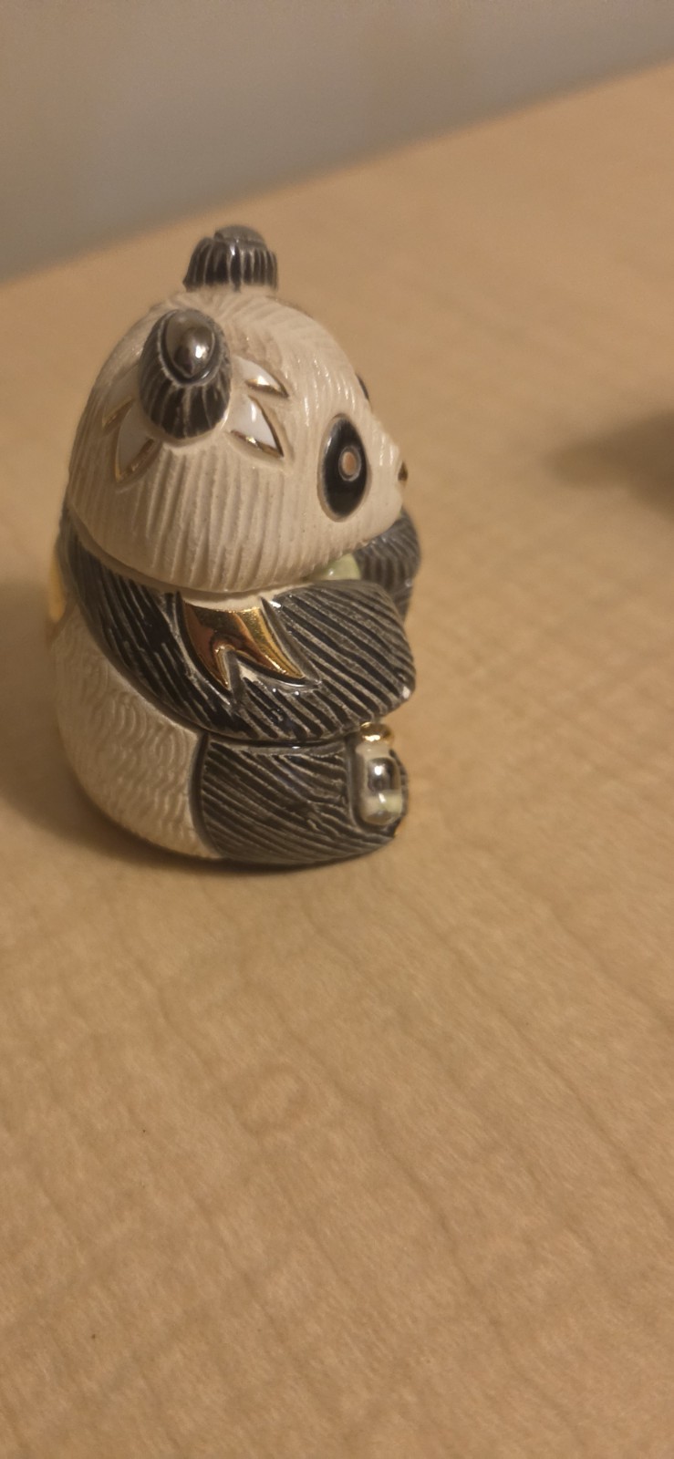 De Rosa Rinconada Panda Bear Figurine Set Mama & Baby Uruguay Gold Platinum Vtg