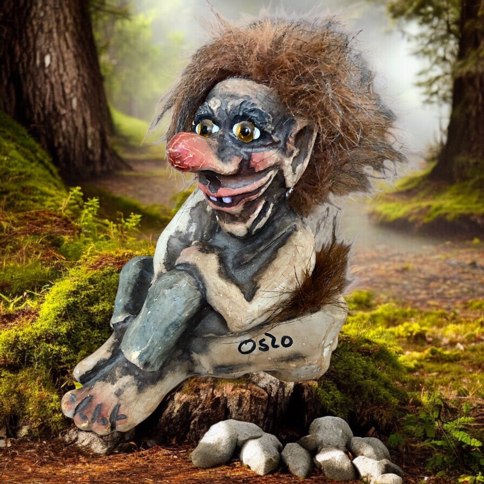 Vintage Nyform Troll Handmade Norway Norwegian Ugly Figure Wild Fur Hair Oslo