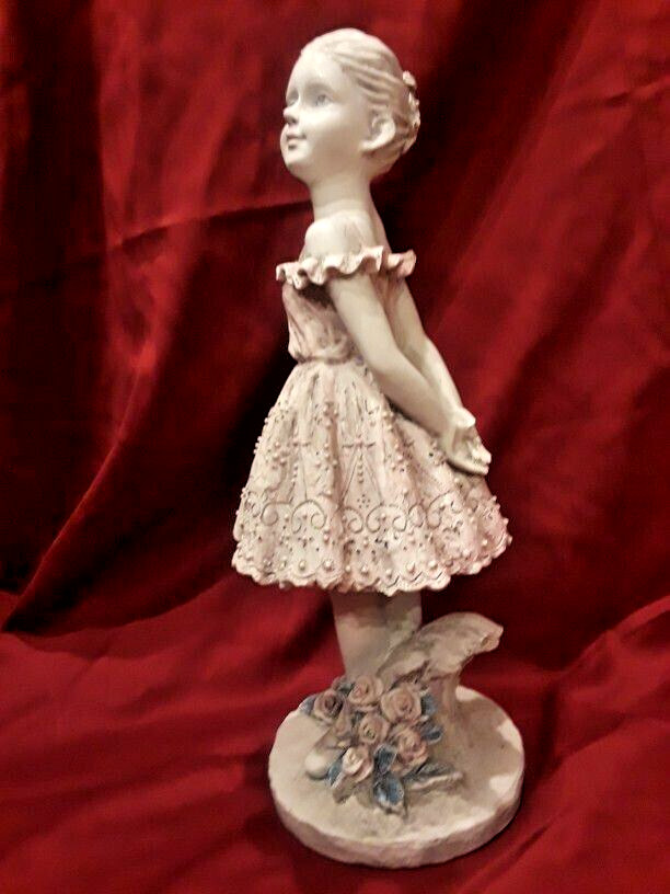 Vintage & Rare Excellent Condition 19″ Tall Resin Ballerina In Spring Pastels