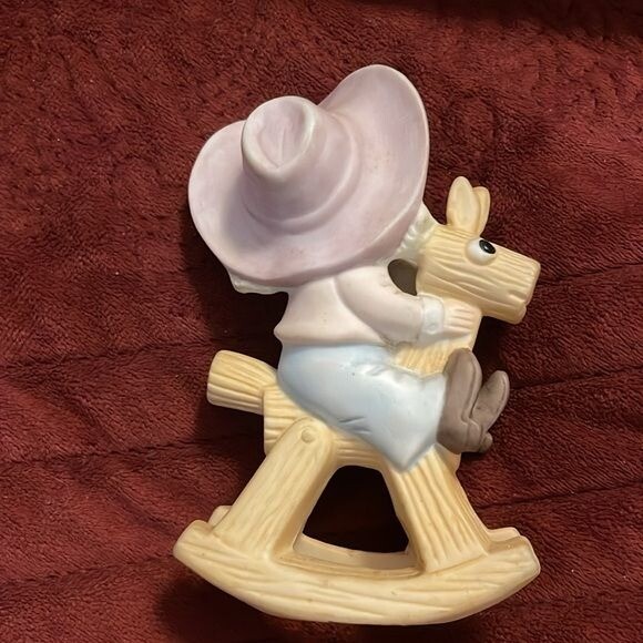 Vintage Homco Figurine Little Girl Cowgirl Rocking Horse 1417 Child Western