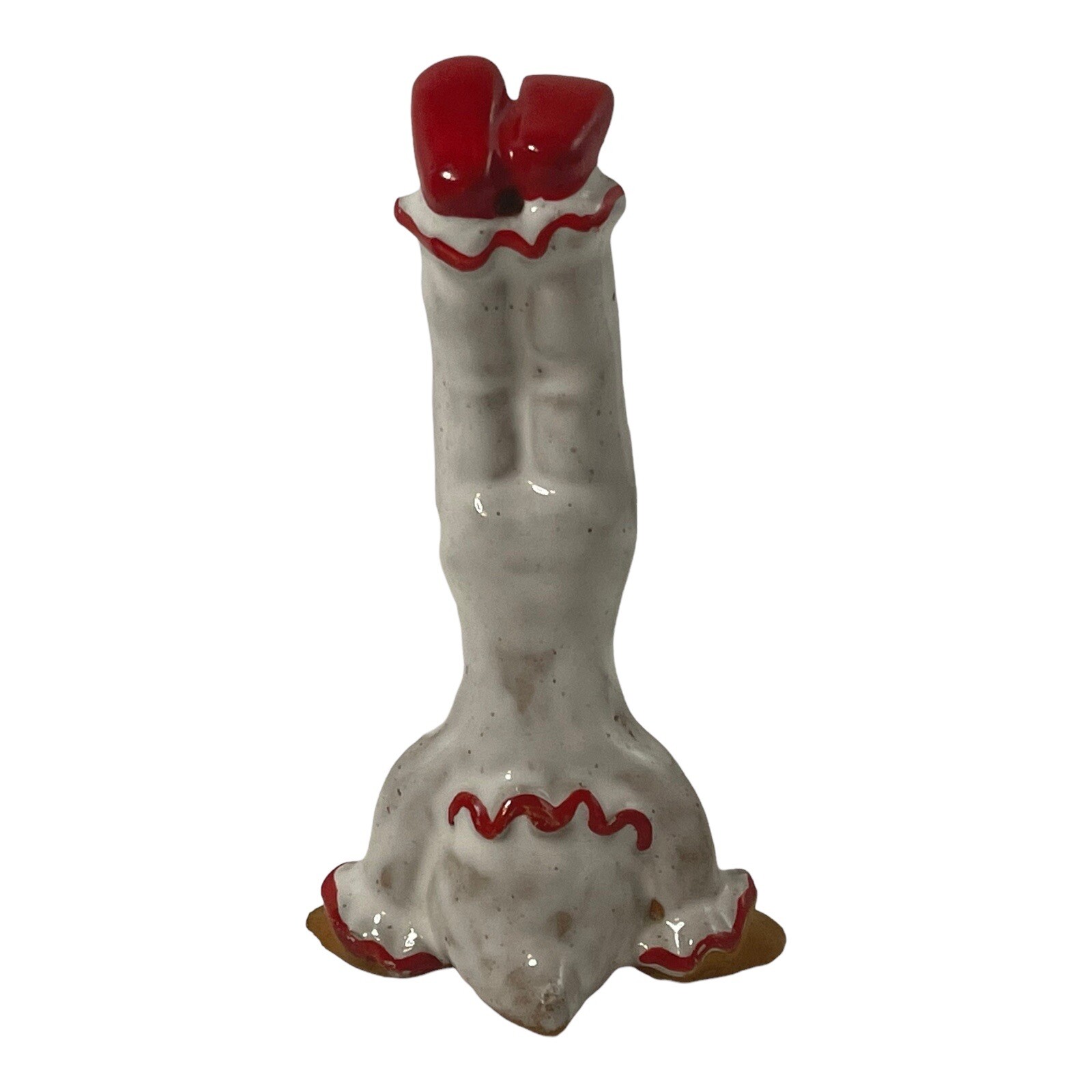 Clown Head Stand Figurine Red White Glazed Terra Cotta Clay 4.75″ Napcoware