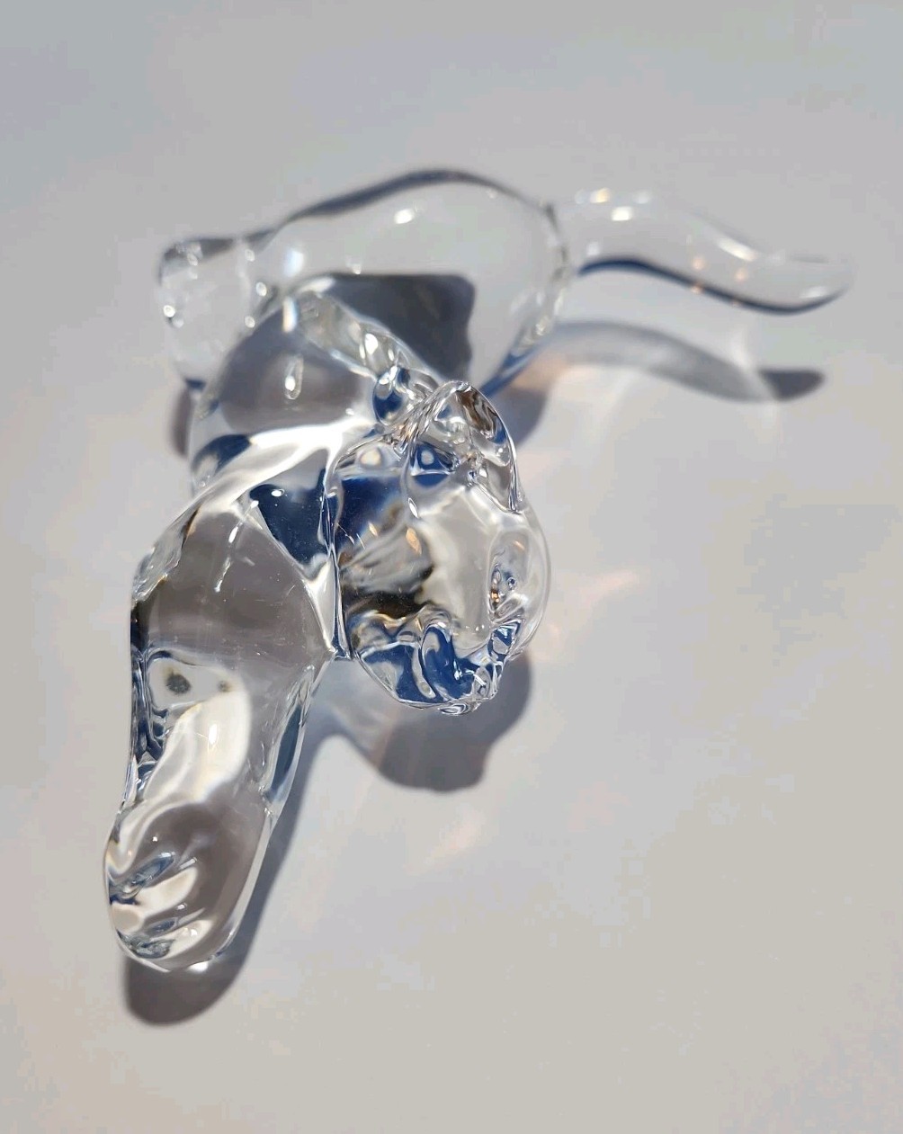 Lenox Fine Crystal Stretching Cat Figurine 1994 Clear Smooth Animal Collectible