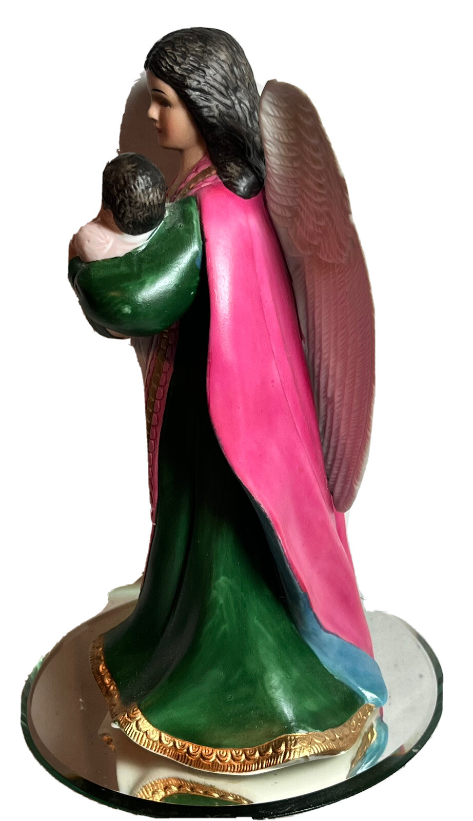 Vintage Figurine Of Angle And Baby Christ Colorful 8″ Statue RARE Gift