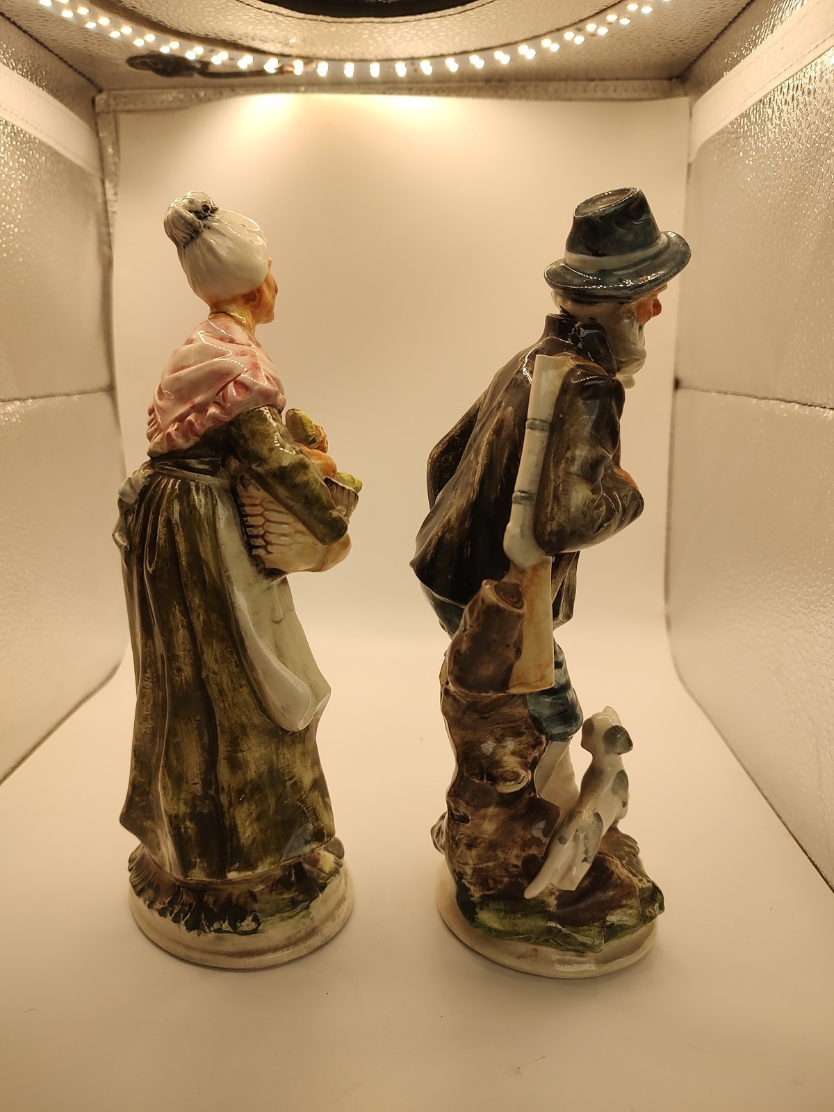 Vintage Peasant Farmer Woodsman & Wife Bisque Finish Figurine
