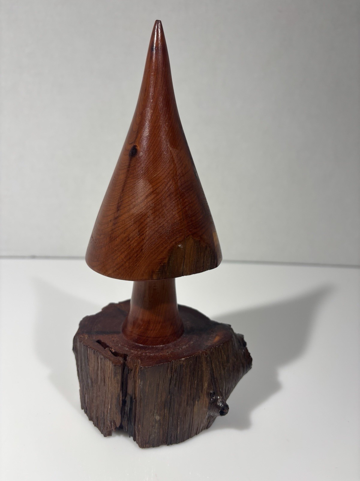 Vintage Unique Hand Carved Wood Mushroom Figurine Sculpture 8.5 Inches Tall