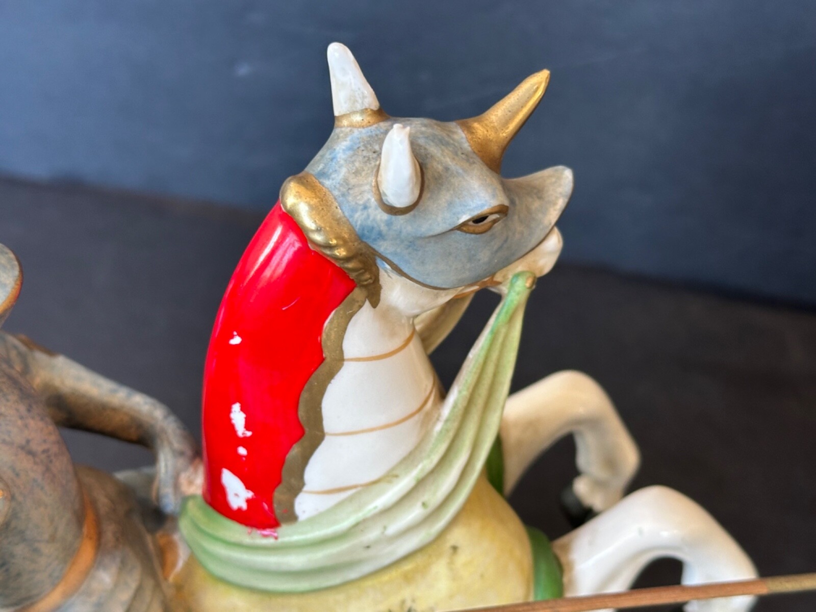 VINTAGE Ceramic Medieval Jousting Knights Figurines Set Andrea by Sadek