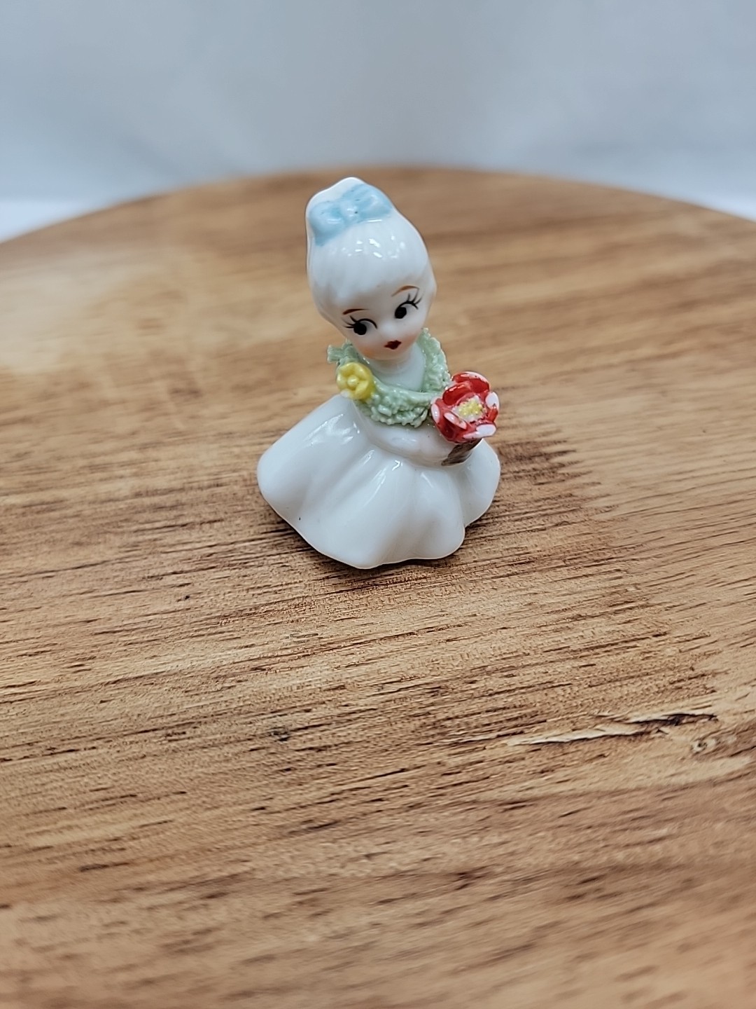 Vintage Napcoware Miniature Bone China Flower Girl Figurine 2″