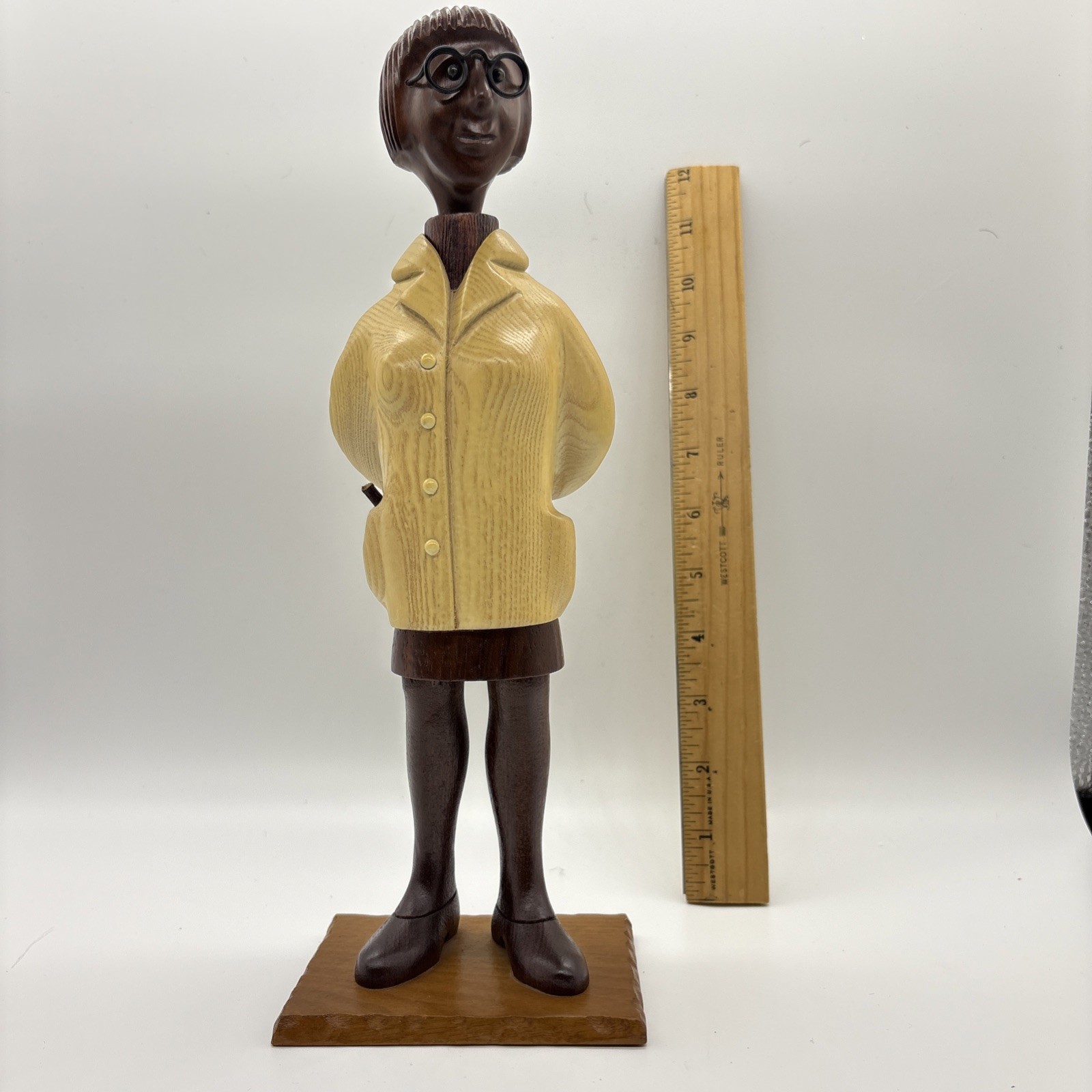 ROMER Italian Carved Wood Female Doctor or Nurse Figure Figurine Made In Italy