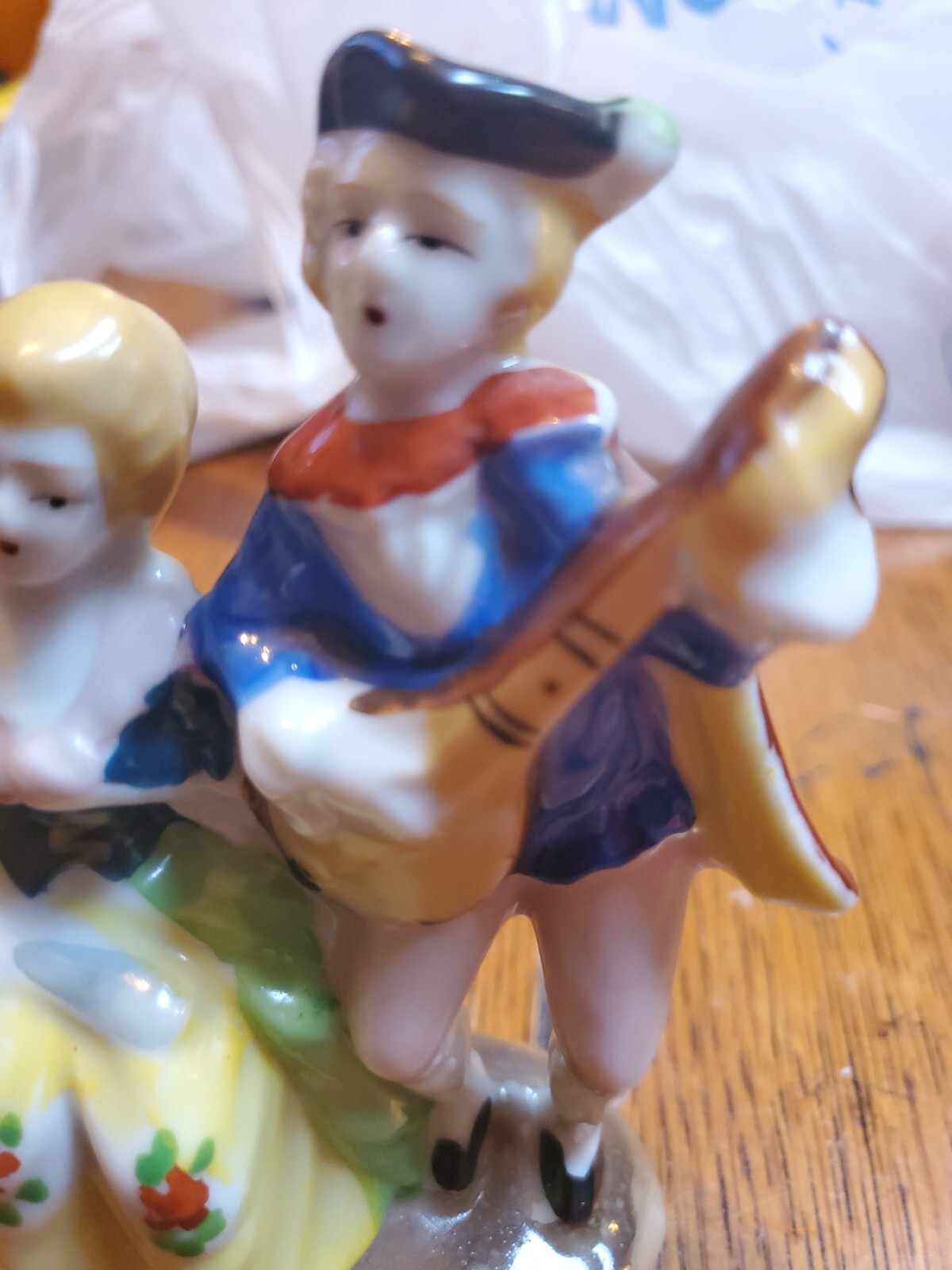 Vintage Occupied Japan figurine Musical Couple Colonial 4.75 inches Rall Large
