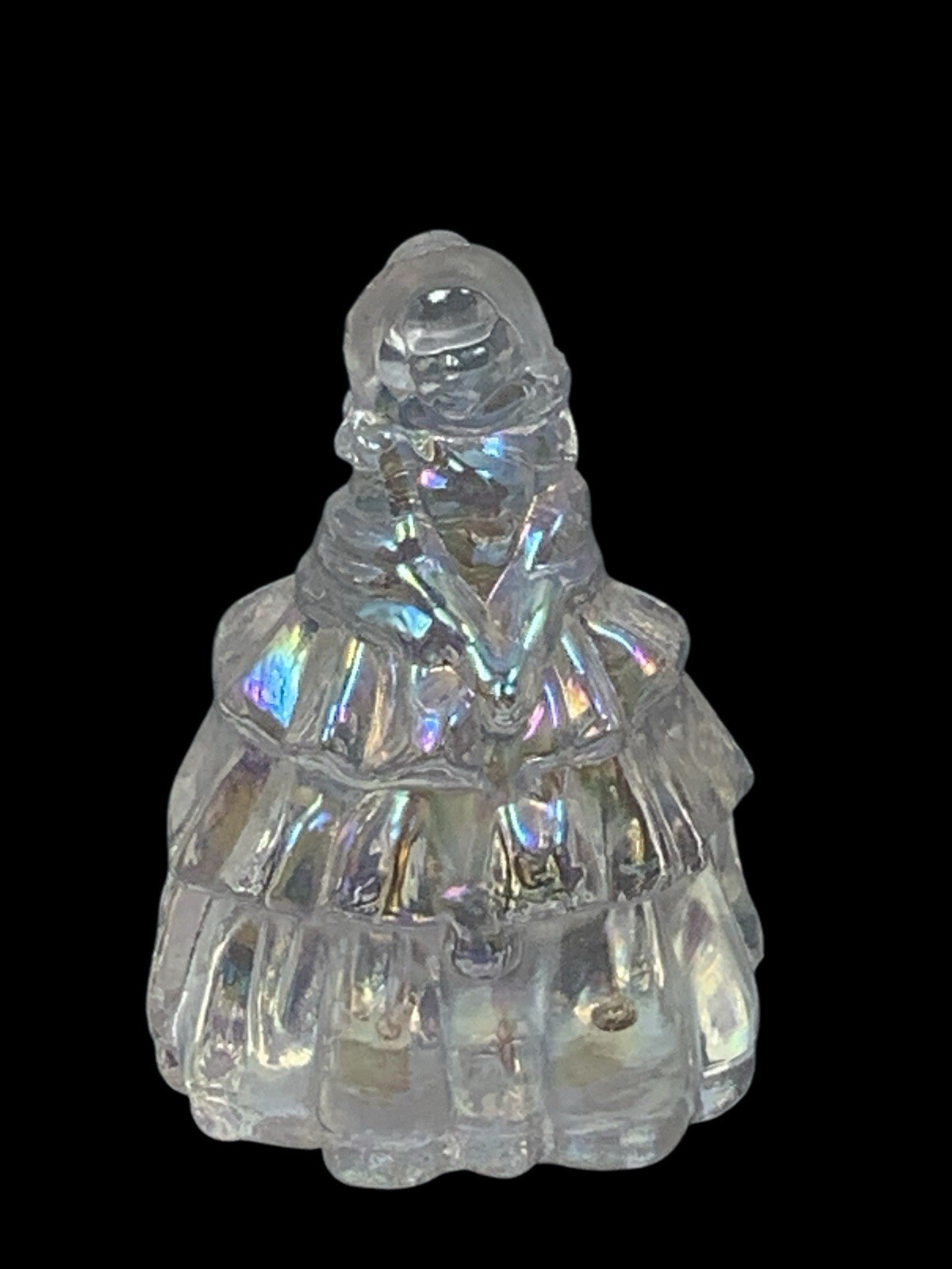 Boyd Art Glass Iridescent Clear Nancy Doll Lady Figurine B in Diamond 2 1/4″