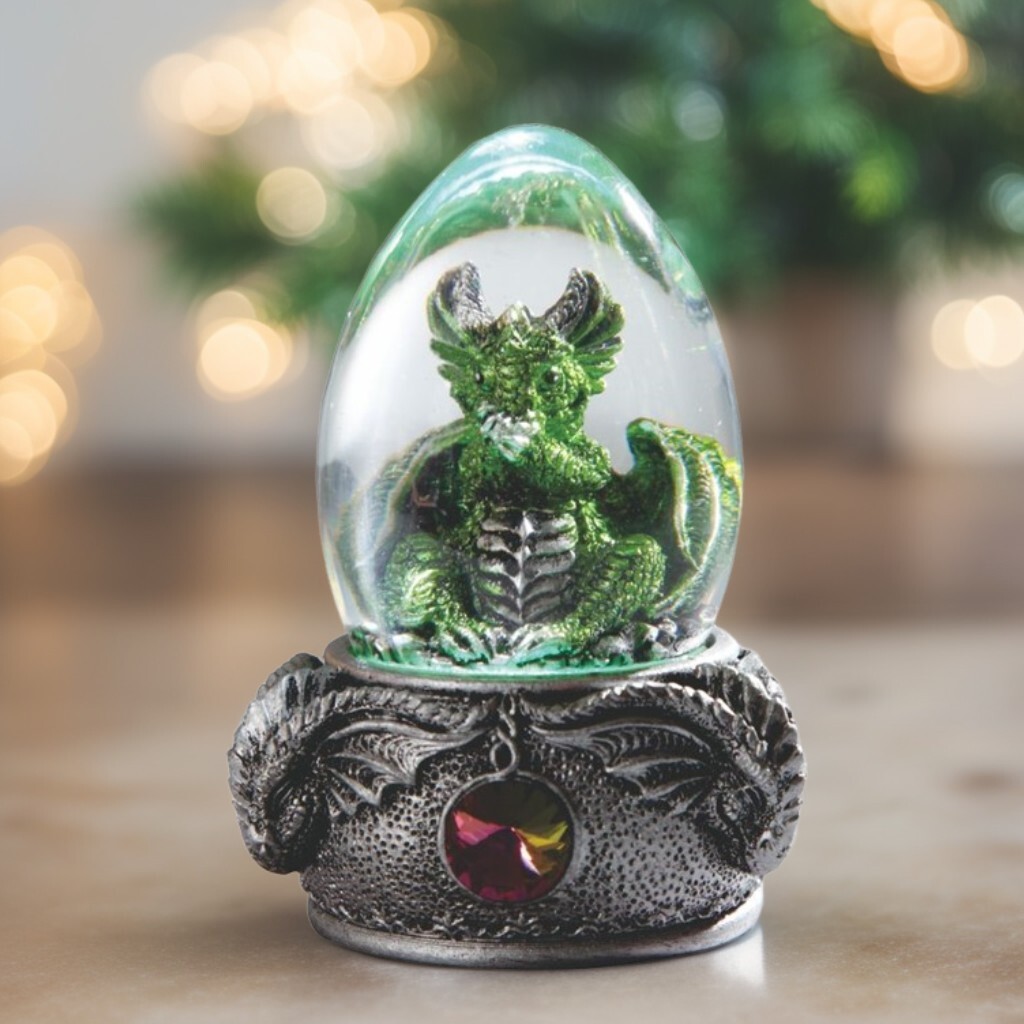 3.75″H LED Green Dragon in Acrylic Egg Figurine Ornament Home Decor Unique Gift