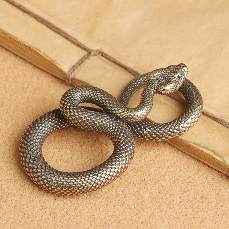 Brass Snake Figurine Statue Home Office Table Decoration Animal Figurines Toys