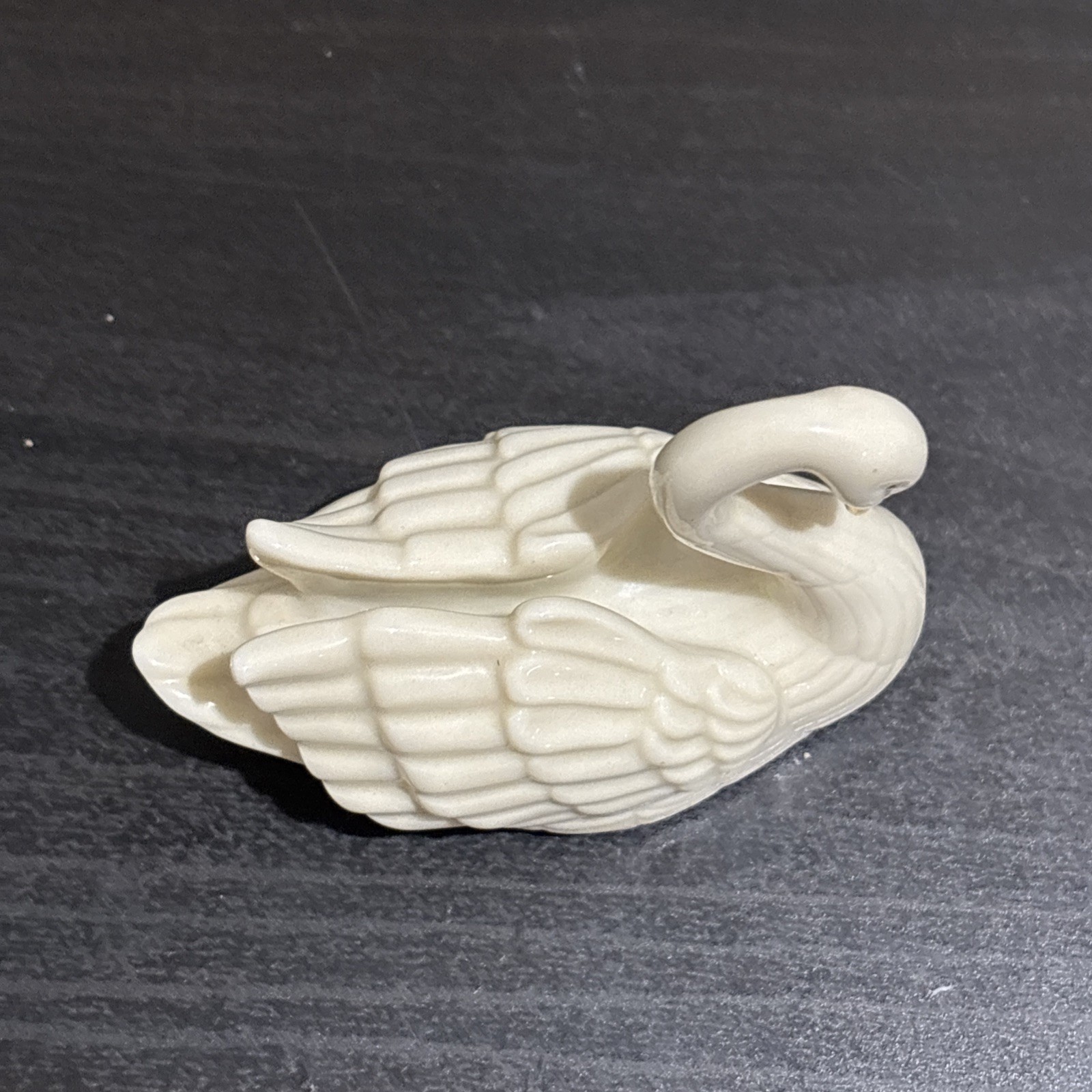 Lenox Porcelain Swan 24K Gold Trim Ivory White Vtg Card Holder Wedding Topper