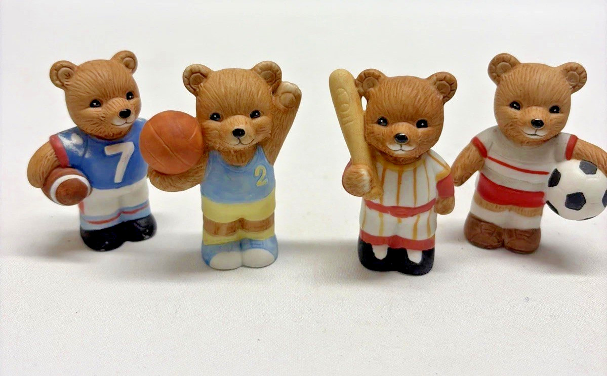 Vintage HOMCO Sports Bears Figurines Set of 4 Football Baseball Soccer #1408