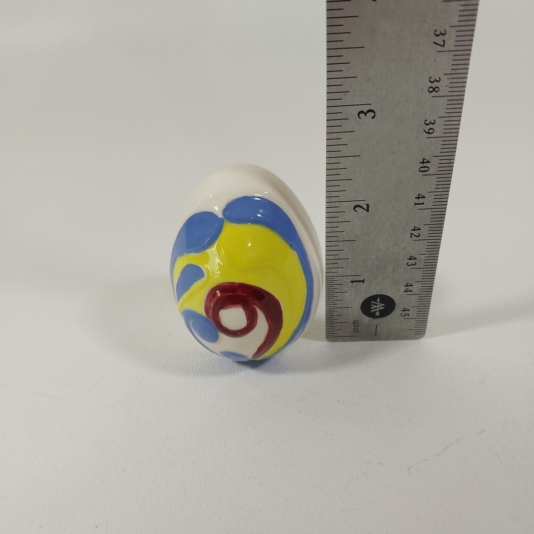 Vintage Hand Painted Abstract Porcelain Egg 1974