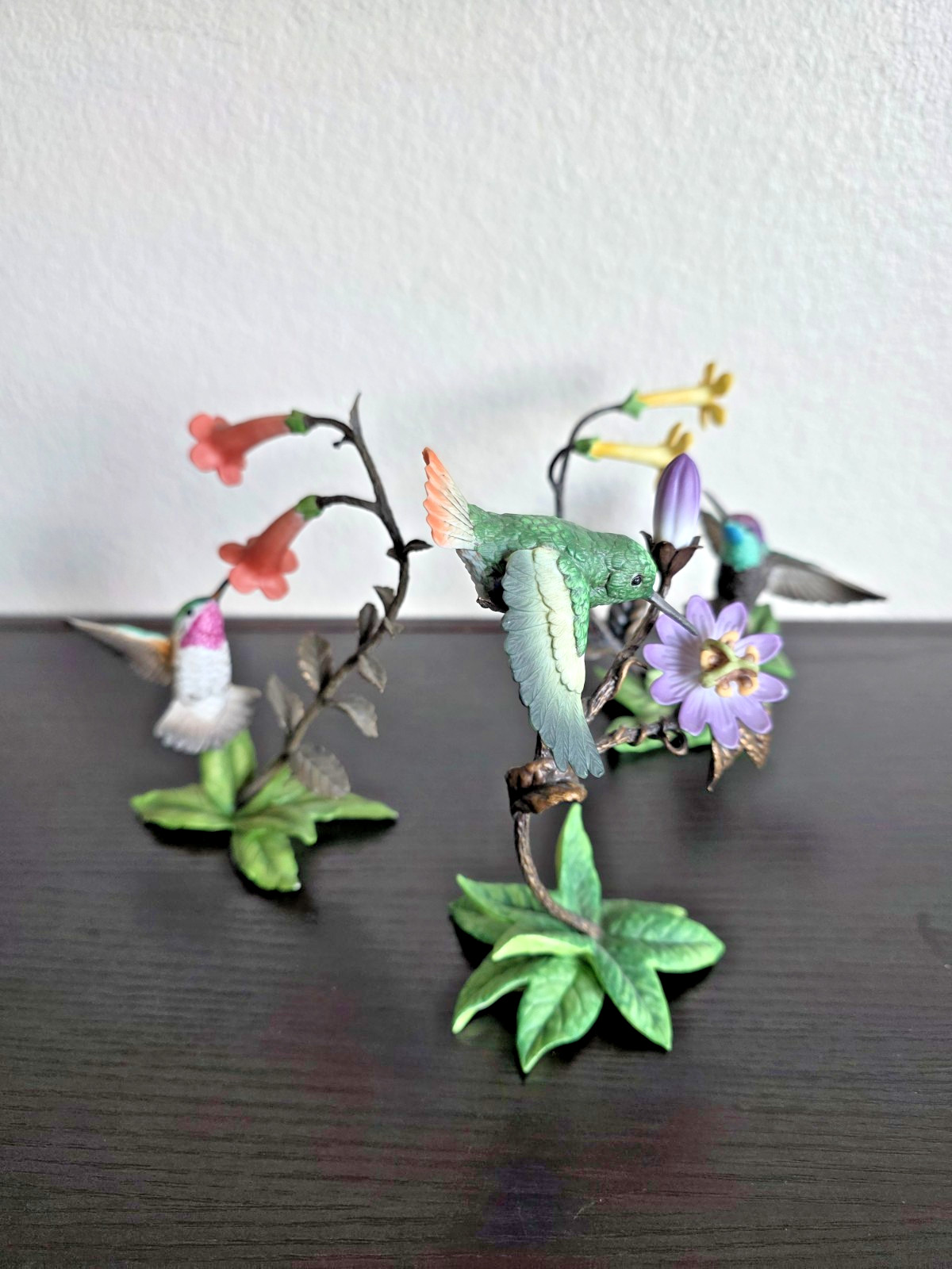 Lot 3 Franklin Mint Porcelain Hummingbird & Flower Series Birds 2, 3 & 6 FM1988