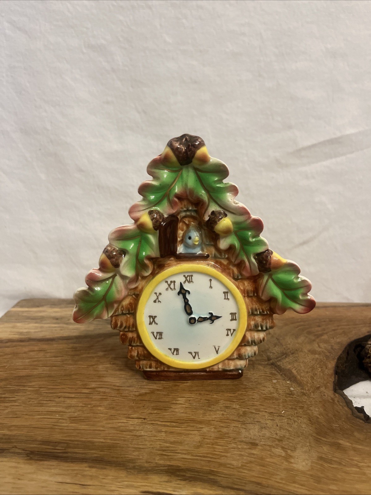 Vintage Antique Lusterware Ceramic Cuckoo Clock Wall Pocket Made In Japan
