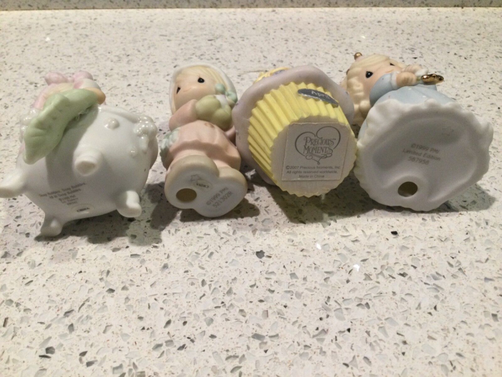 PRECIOUS MOMENTS lot of 4 ceramic figurines 1998 1999 2007 girls 3-4” tall