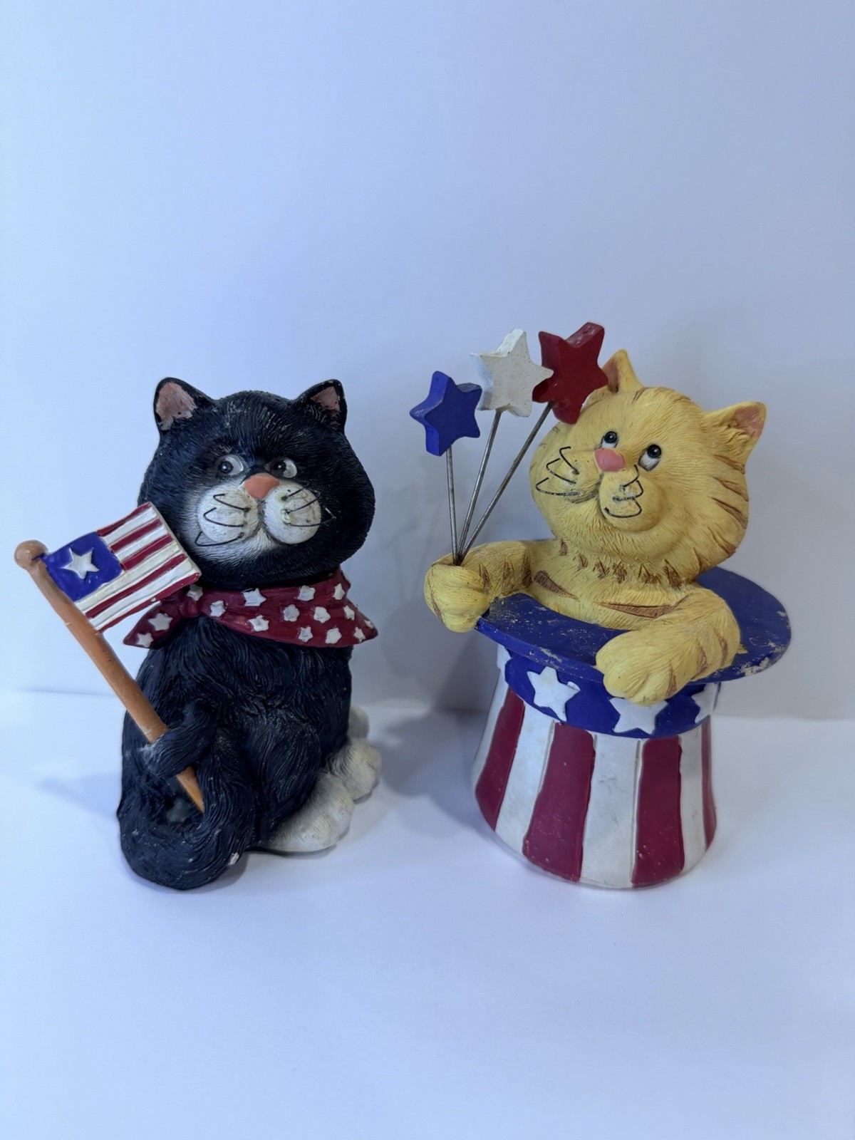 Vintage Patriotic Cats Figurine Set – 4th of July Americana Decor