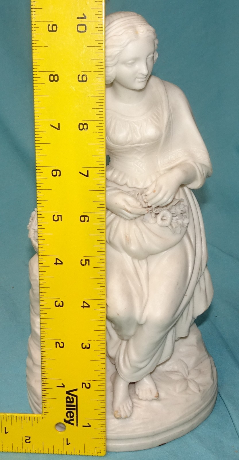 Antique Parian Ware Porcelain figurine Figure of lady Woman with basket flowers
