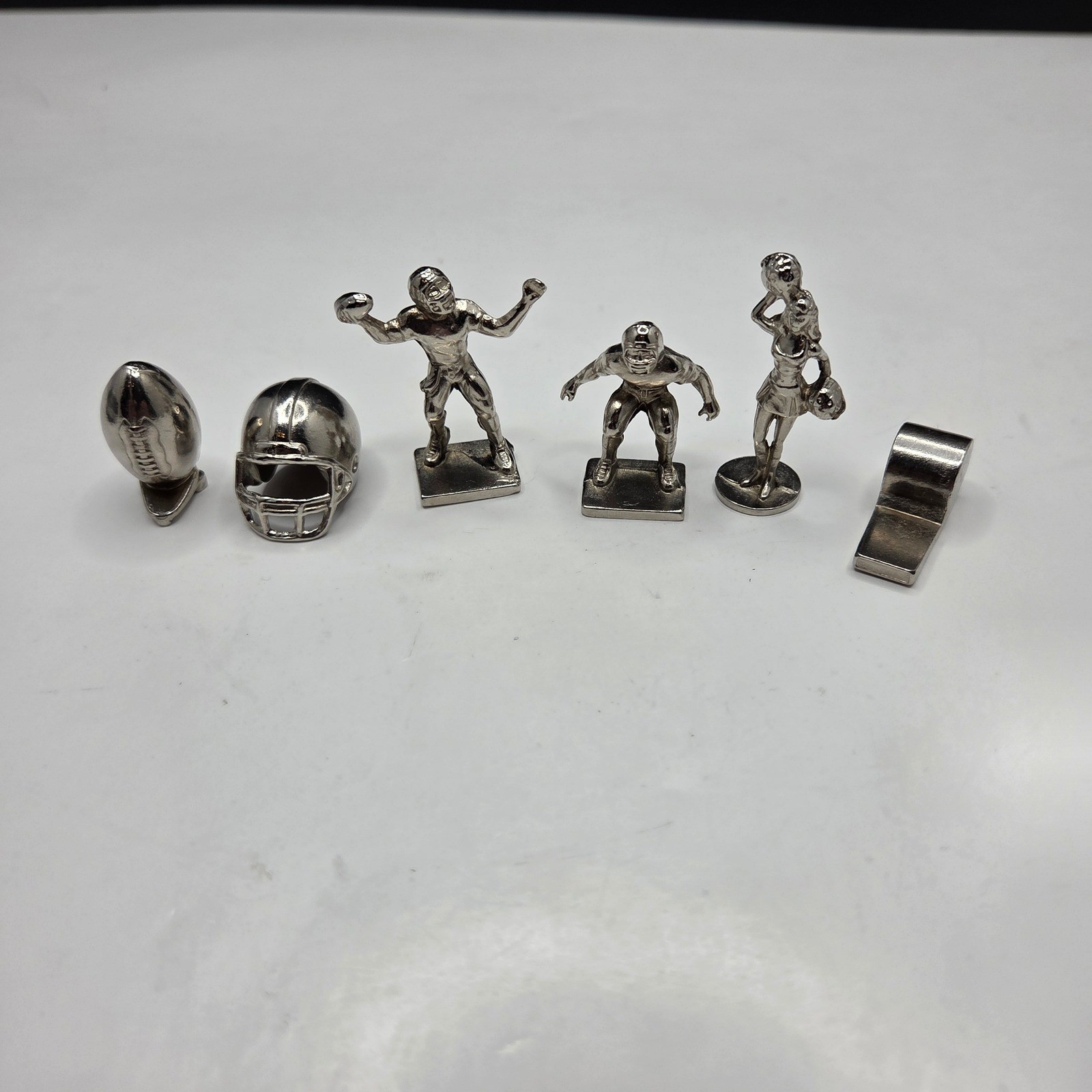 Vintage Football Monopoly Figurine Set 6pc Silver
