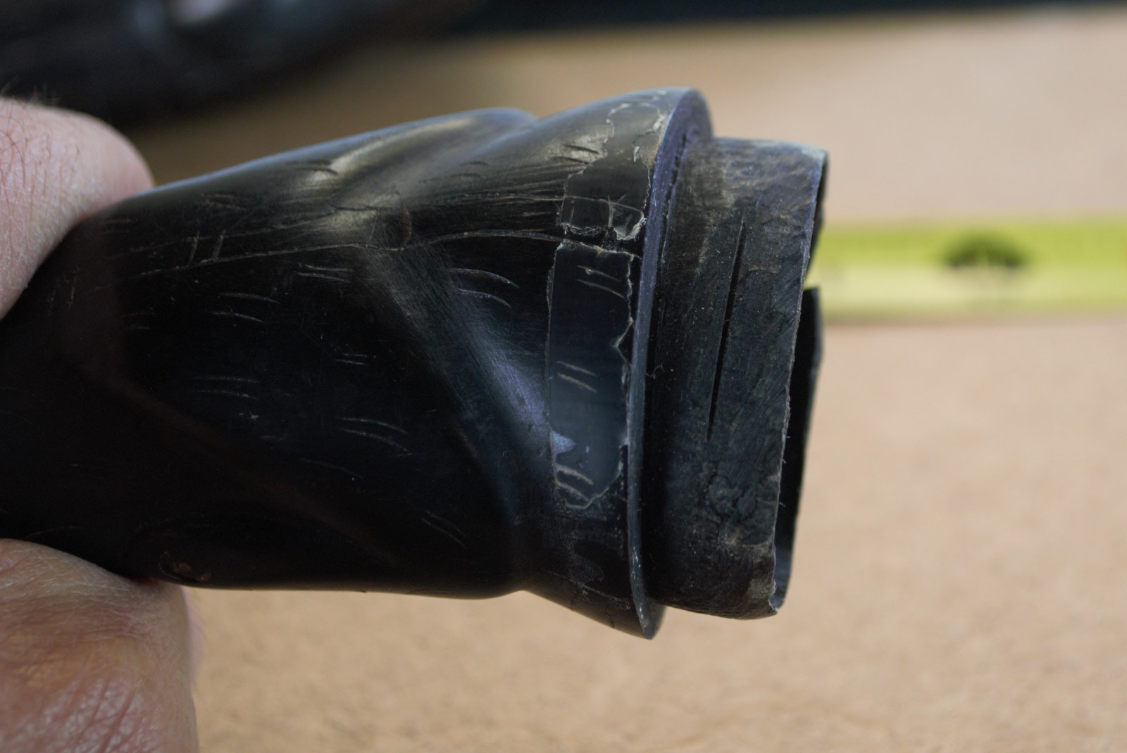 Hand carved water? buffalo horn unknown maker & location 2 piece container case