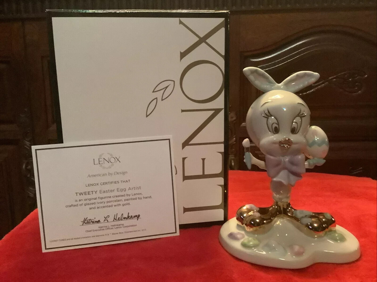 Lenox Tweety Bird Easter Artist Figurine Painting Eggs Looney Tunes COA NEW