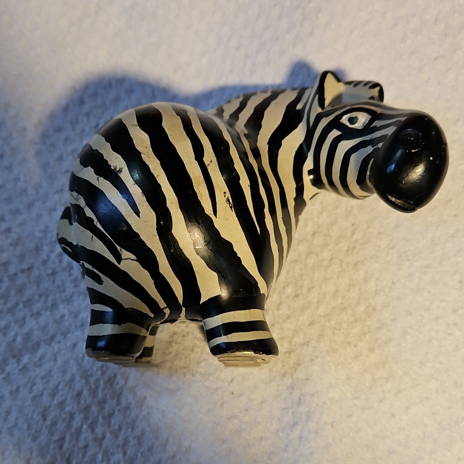 Hand-Carved Soapstone Zebra Figurine Originating from Kenya