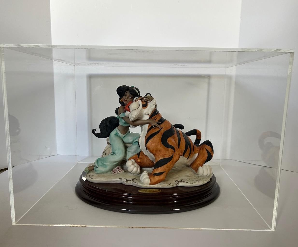 Disney Florence Guiseppe Armani Aladdin Jasmine & Rajah Signed Figurine Box COA