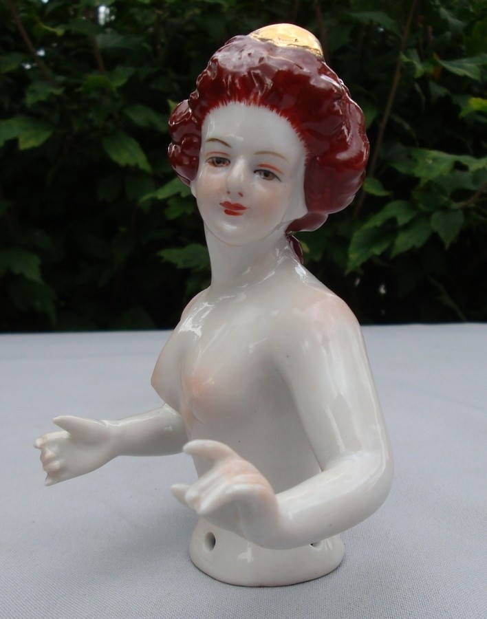 Art Deco Style Half doll Figurine Pin-up Marchioness Half Doll Pincushion Arms A
