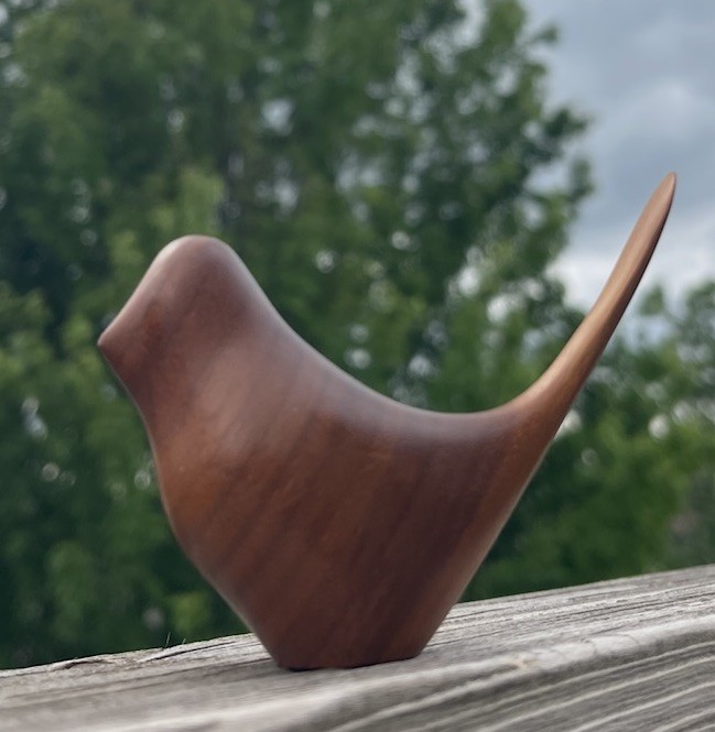 Vintage MCM Alan Middleton Signed Walnut Bird Carving Minimalist Modern 4″